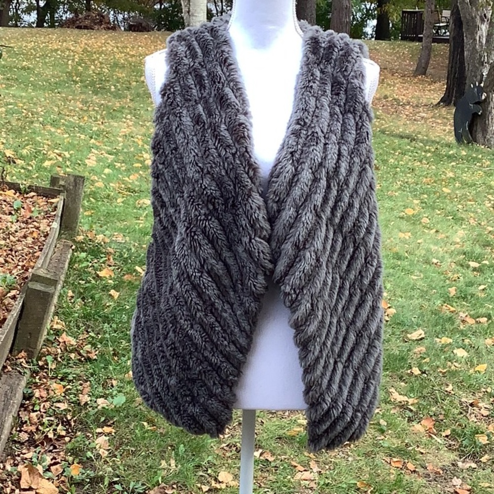 Gray faux fur vest